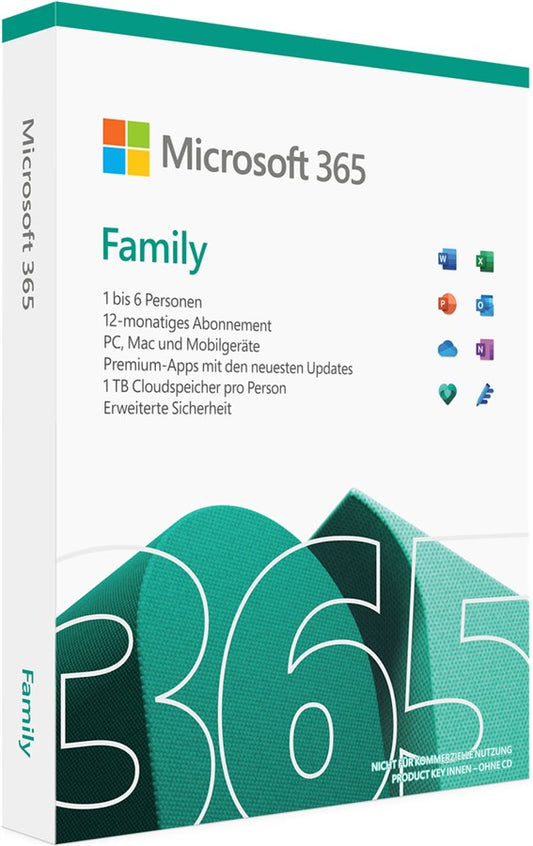 Microsoft 365 Family (1 Jahr, 6 Benutzer, DE)