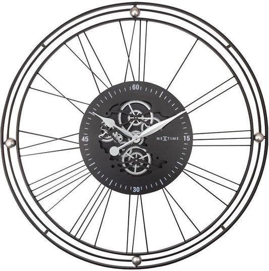 NeXtime Wanduhr Wire Gear Clock 90.5 Ø, Silber