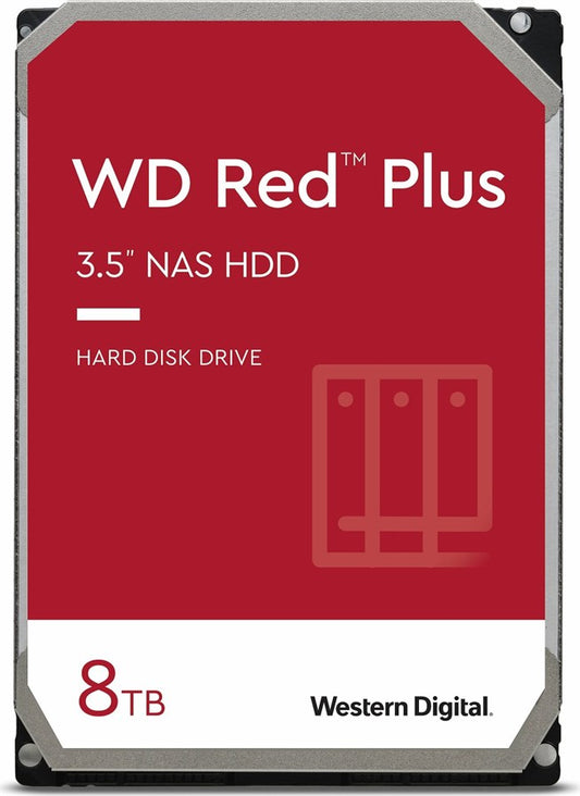 WD Red Plus NAS Hard Drive - 8TB - 3.5", SATA, 5.64k, 128MB