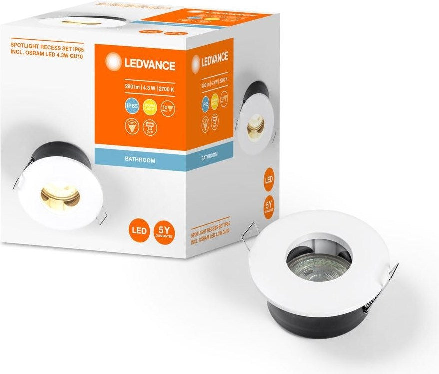 Ledvance Einbauspot Downlight Twistlock, GU10, 4.3W, 2700K, Weiss