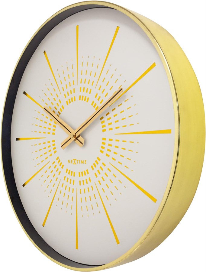 NeXtime Wanduhr Excentric Ø 40 cm, Gold/Weiss