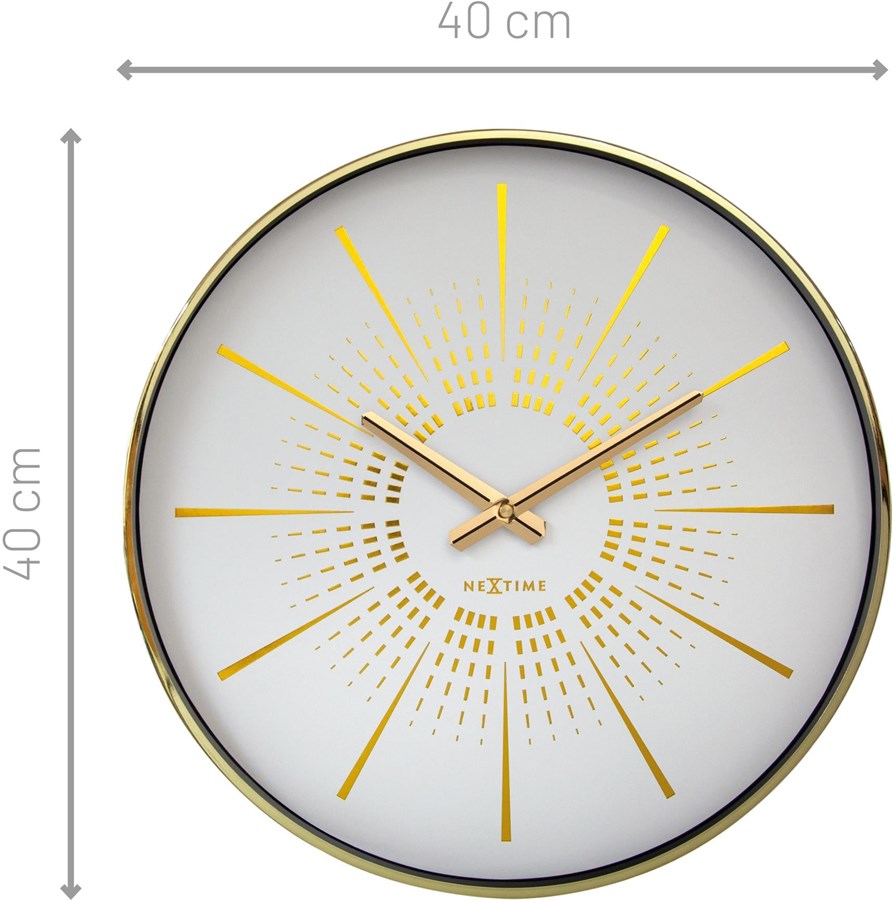 NeXtime Wanduhr Excentric Ø 40 cm, Gold/Weiss