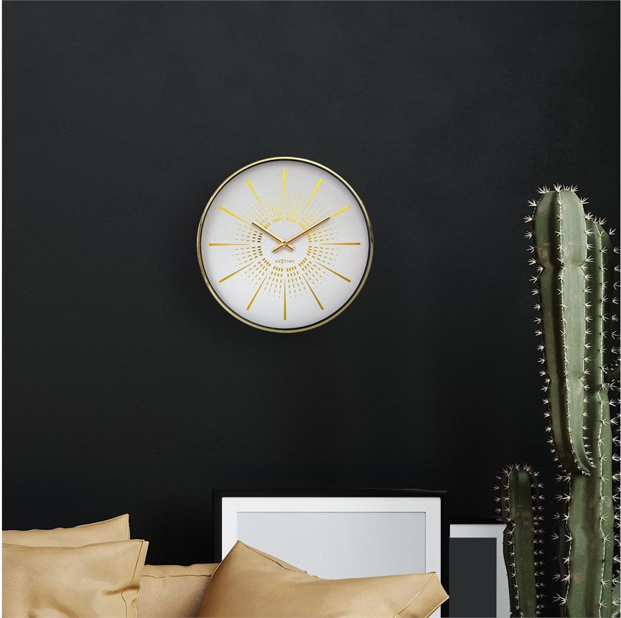 NeXtime Wanduhr Excentric Ø 40 cm, Gold/Weiss