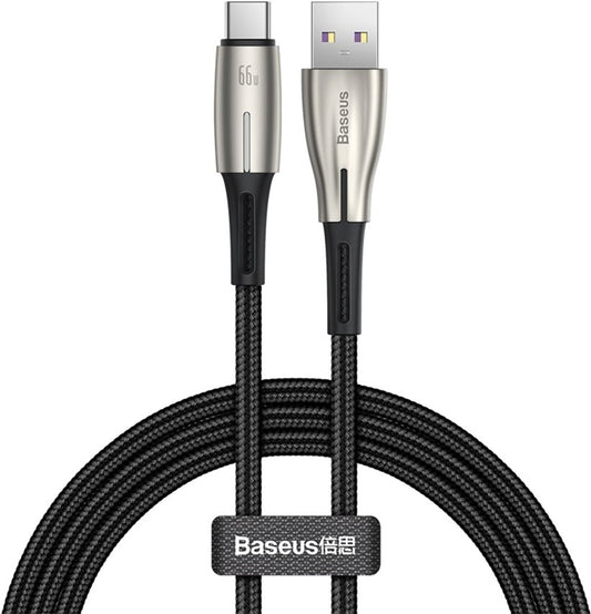 Baseus Water Drop-shaped Lamp SuperCharge Cable, USB-C auf USB-A, 1m - schwarz