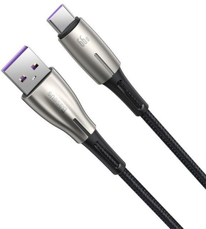 Baseus Water Drop-shaped Lamp SuperCharge Cable, USB-C auf USB-A, 1m - schwarz