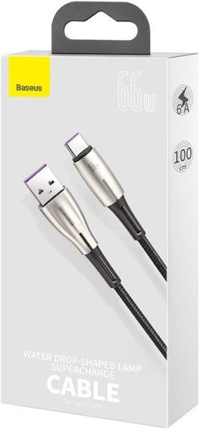 Baseus Water Drop-shaped Lamp SuperCharge Cable, USB-C auf USB-A, 1m - schwarz