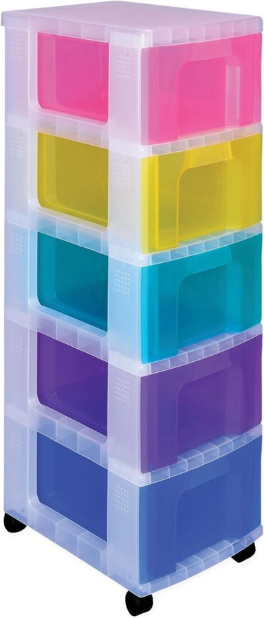 Really Useful Box Schubladenbox 5 x 12 Liter, Mehrfarbig/Transparent