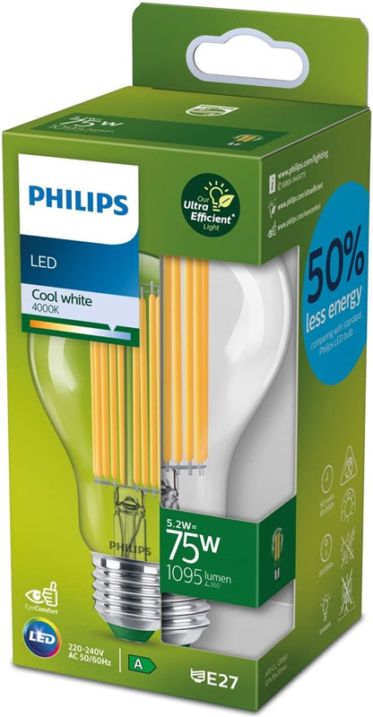 Philips Lampe 5.2W (75W) E27, Tageslichtweiss (Kaltweiss)