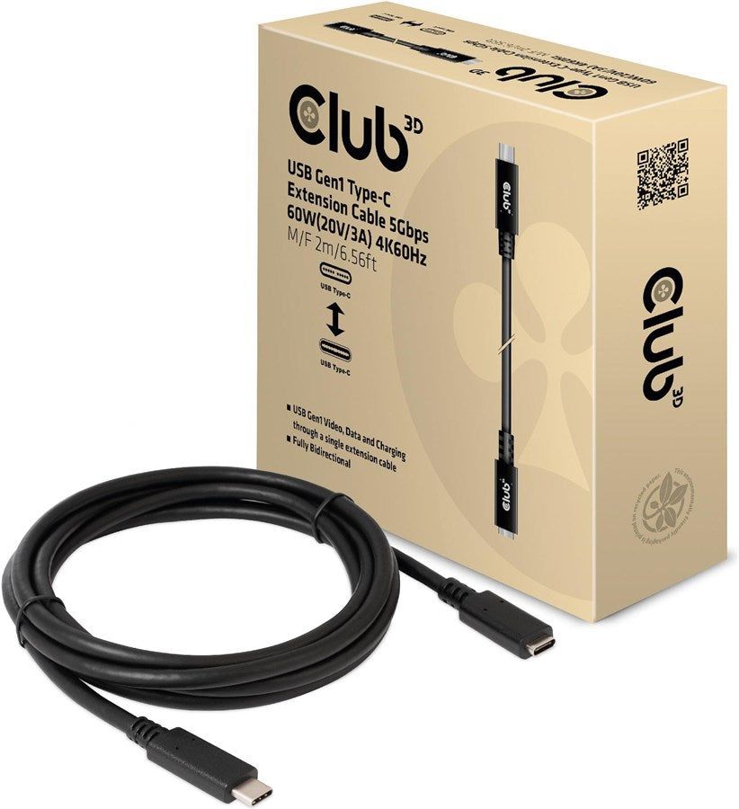 Club3D USB 3.0-Verlängerungskabel CAC-1529 USB C - USB C 2 m