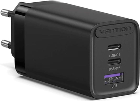 Vention Wall Charger 3-Port USB-A/USB-C - 65W, schwarz