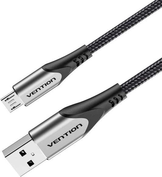 Vention USB 2.0 Kabel Typ-A/ Micro USB Typ-B, schwarz/silber - 1m
