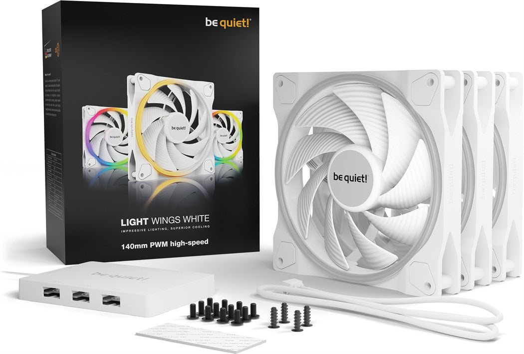 Be quiet! Light Wings White 140mm PWM high-speed Triple-Pack - weiss