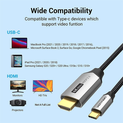 Vention USB-C zu HDMI Kabel, schwarz - 1.5m