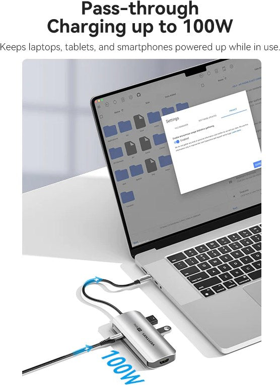 Vention 6 in 1 USB-C Docking Station, 100W PD