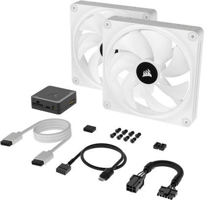 Corsair iCUE LINK QX140 RGB PWM-Lüfter, Starter-Kit inkl. Controller, weiss - 140mm