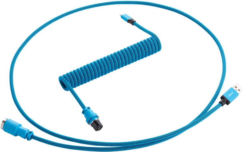 CableMod PRO Coiled Keyboard Cable Micro-USB zu USB Typ A, Spectrum Blue - 150cm